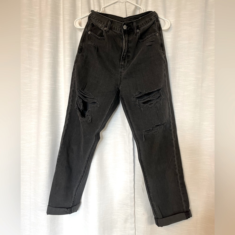 Black Ripped Mom Jeans